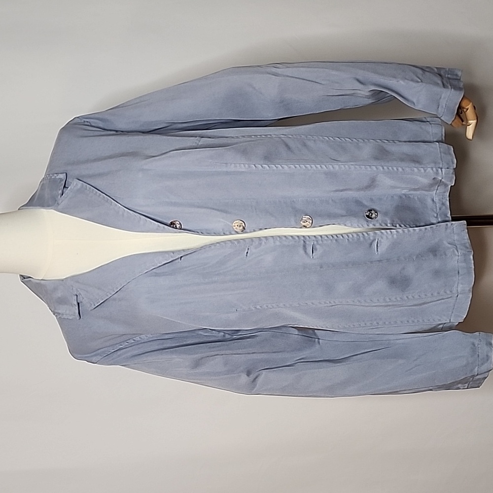 Cut Loose Blue Blazer Button Up Top Size Medium